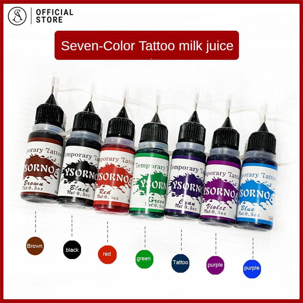 ครีมสักชั่วคราว 7 สีผู้หญิงผู้ชายเด็กรอยสักปลอมรอยสักกึ่งถาวรหมึกศิลปะภาพวาด DIY ฝ้ากระปลอม