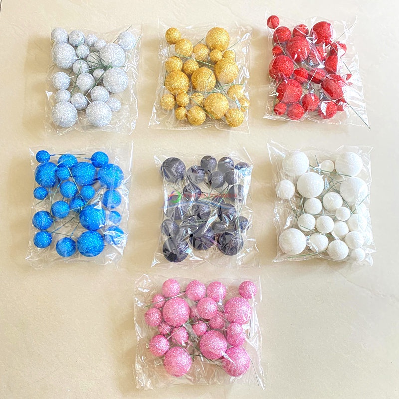 ลูกบอลโฟมกลิตเตอร์ 20 ชิ้น สําหรับตกแต่งเค้กวันเกิด