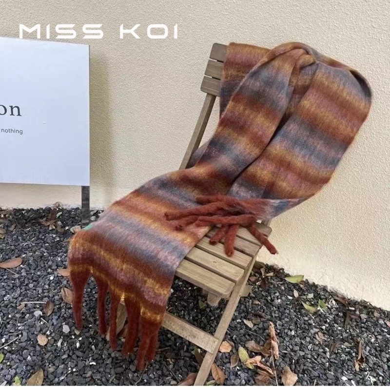 MISSKOI ผ้าพันคอและผ้าคลุมไหล่สไตล์เกาหลี ลายสวยพร้อมความอบอุ่น เหมาะสำหรับนักเรียนและฤดูหนาว - รูปที่ 7