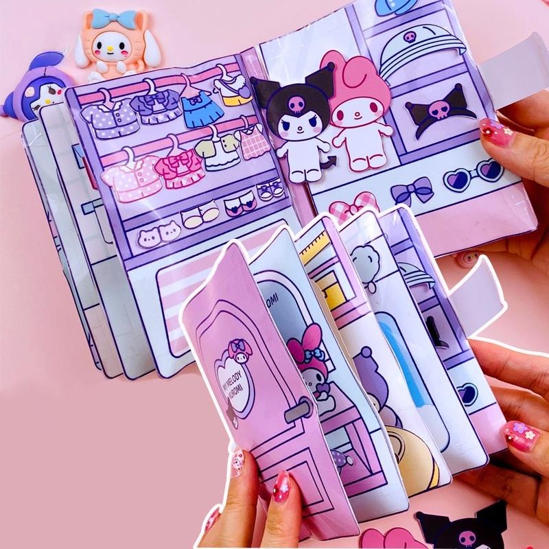 ตุ๊กตากระดาษ รูปการ์ตูน Sanrio Melody Kuromi น่ารัก แฮนด์เมด ของเล่นเสริมการเรียนรู้ สําหรับเด็กผู้หญิง