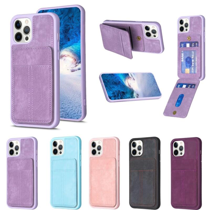 เคสโทรศัพท์มือถือหนัง PU ผิวด้าน กันกระแทก พร้อมช่องใส่บัตร แฟชั่นหรูหรา สําหรับ iPhone15 14 13 12 11 Pro Max
