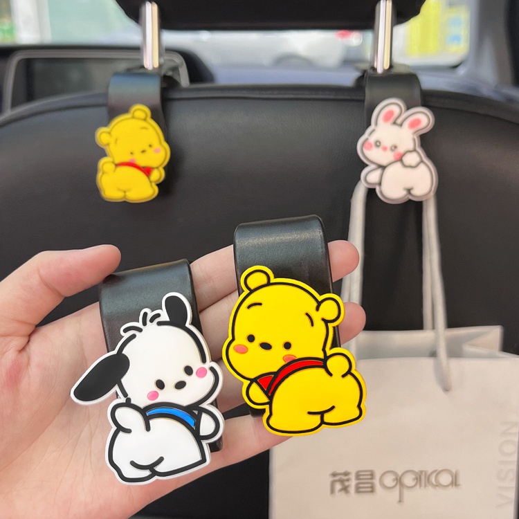 น่ารัก วินนี่ พูห์ รถ เบาะหลัง ที่เก็บของ ตะขอรถ ออโต้ ช่องเก็บของ พนักพิงศีรษะ ที่แขวน ของชําร่วย กระเป๋าถือ อุปกรณ์ตกแต่งภายในรถ