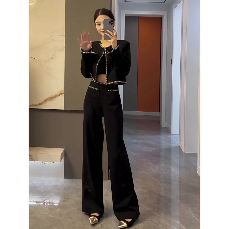 【เซต2ชิ้น】ชุดเซตสไตล์เกาหลี✨แขนยาว เสื้อสูท +กางเกงทรงตรง💕 ใส่ทำงานก็ได้ S-3XL