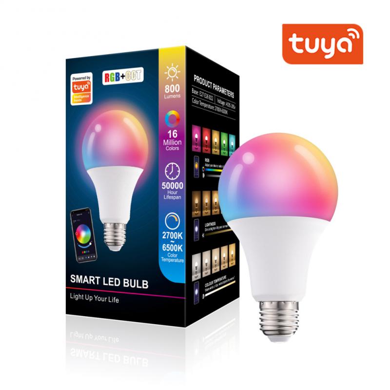 Tuya หลอดไฟ Led 15W E27 ควบคุมด้วยบลูทูธ RGB+CCT DIY สําหรับ Alexa Google Home Smart Life
