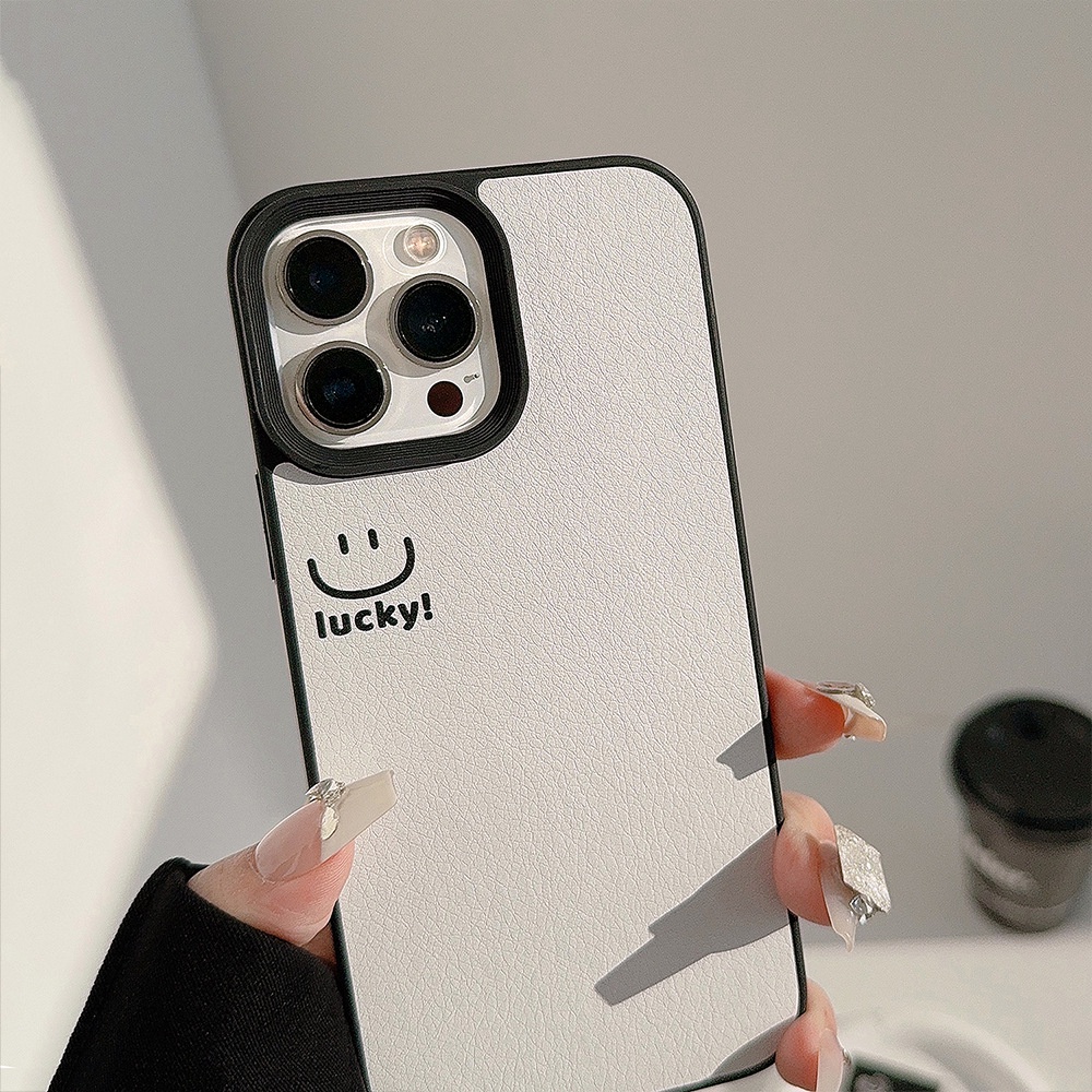 เคสโทรศัพท์มือถือ ซิลิโคน tpu กันกระแทก ลายหน้ายิ้ม เรียบง่าย สําหรับ iphone 11 12 13 14 15 pro max plus
