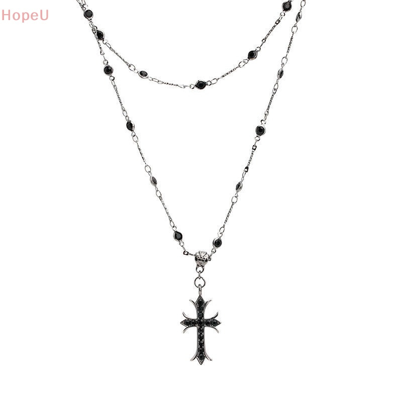[HopeU] สร้อยคอ จี้ลูกปัดเพทาย สีดํา เครื่องประดับ สําหรับผู้หญิง