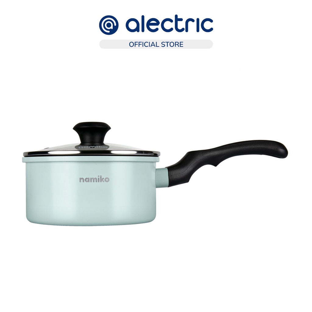 [ซื้อครบ2,000ส่งฟรี] Namiko หม้อก้นลึกด้ามจับ Nonstick พร้อมฝาแก้ว 18 Cm. NG-KM-01 - Lake Green