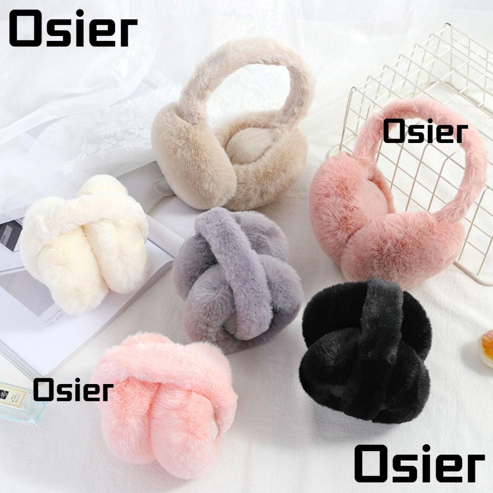 Osier1 ที่ปิดหูกันหนาว ผ้ากํามะหยี่ขนนิ่ม พับได้ สีพื้น สําหรับผู้หญิง