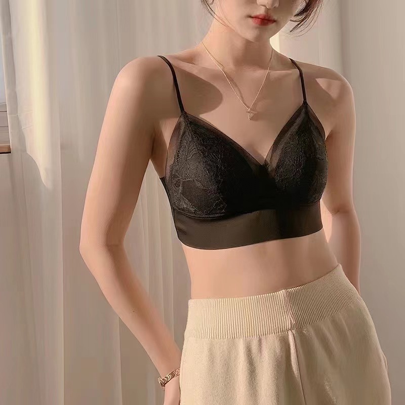 เสื้อชั้นในดันทรง ผ้าลูกไม้ แบบบาง ไร้กรอบ ระบายอากาศได้ดี สวมใส่สบาย สไตล์ฝรั่งเศส สําหรับผู้หญิง
