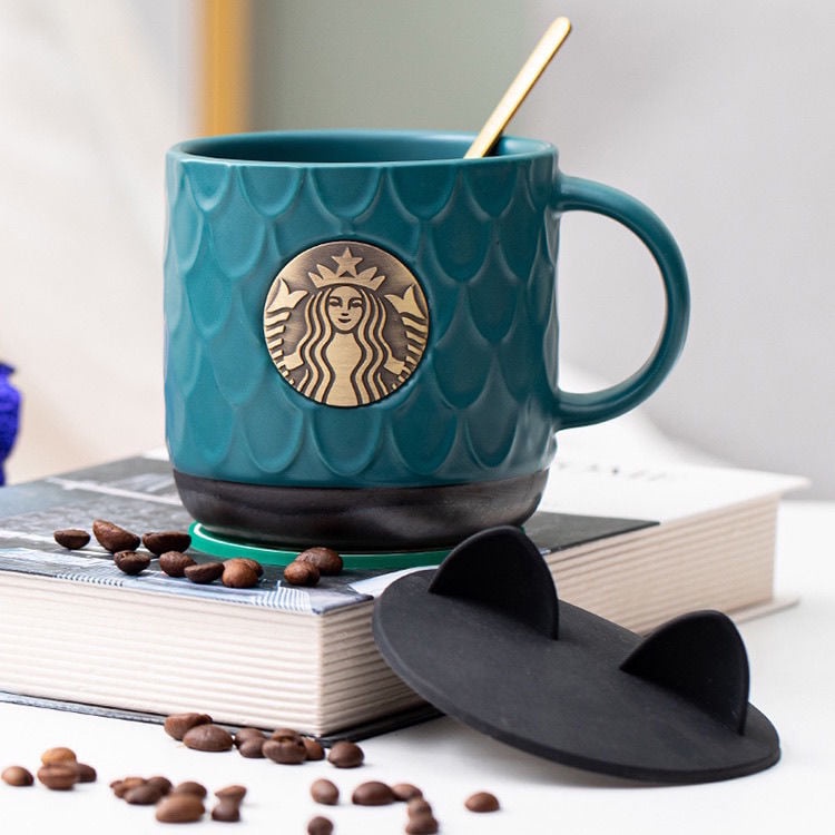 Starbucks Handle Ceramic Mug Coffee Cup Milk Glass