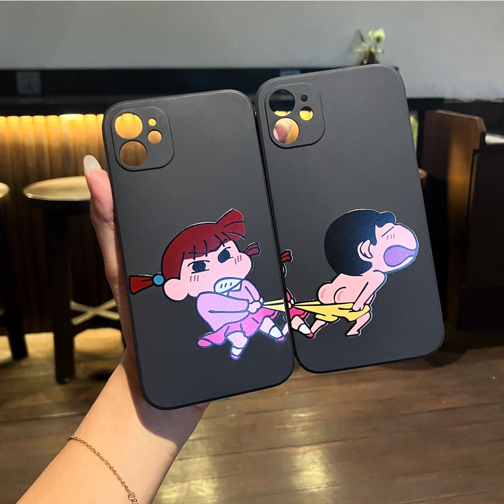 I.Case_Store 2 แบนตรงคู่ Sinchan & Nene Motif ใช้งานร่วมกับ iPhone 7 8 Plus X Xs Max XR 11 Pro Max 1