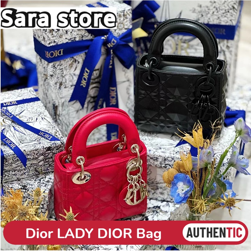 ดิออร์ Dior LADY DIOR  สุภาพสตรี/กระเป๋าสะพายไหล่/กระเป๋าสะพายข้าง/Mini