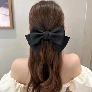 ยางรัดผมหางม้า ผ้าซาติน ประดับโบว์ ขนาดใหญ่ สไตล์คลาสสิก สําหรับผู้หญิง จํานวน 1 ชิ้น