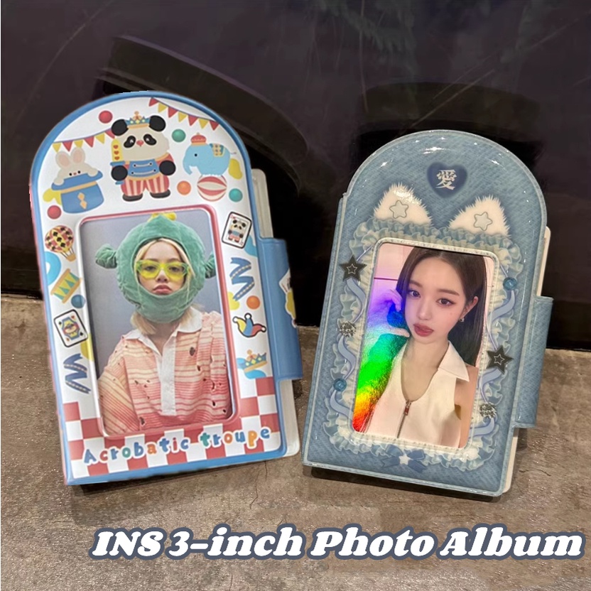 อัลบั้มรูปแพนด้าน่ารัก 3 นิ้ว พร้อมหัวเข็มขัด 32 ช่อง สําหรับใส่บัตรโลโม่ โฟโต้การ์ด เครื่องเขียน
