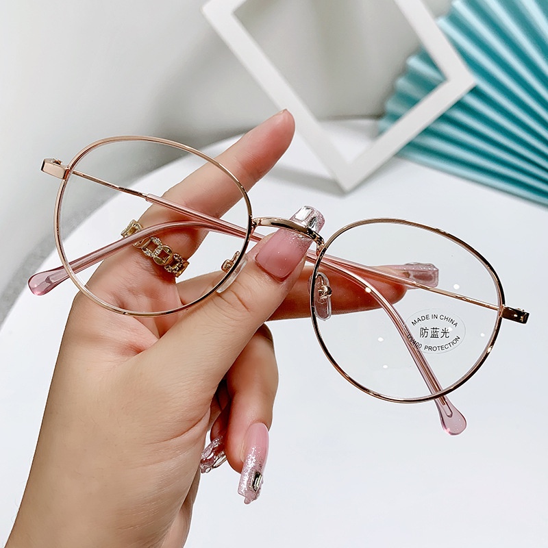 【ZM Glasses】แว่นตากรอบกลม ป้องกันแสงสีฟ้า แว่นตากรอบโลหะ แว่นตาสายตาสั้น สไตล์เกาหลี สไตล์นักเรียน แว่นตาแฟชั่น 103