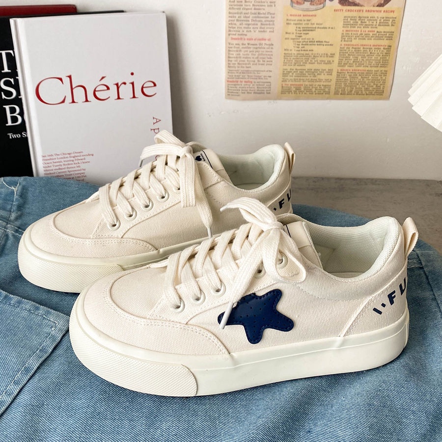 ✨สปอตสินค้า✨รองเท้าผ้าใบผู้หญิงสไตล์เกาหลี รองเท้าผ้าใบแพลตฟอร์มนักเรียน ใส่สบายระบายอากาศได้ดี