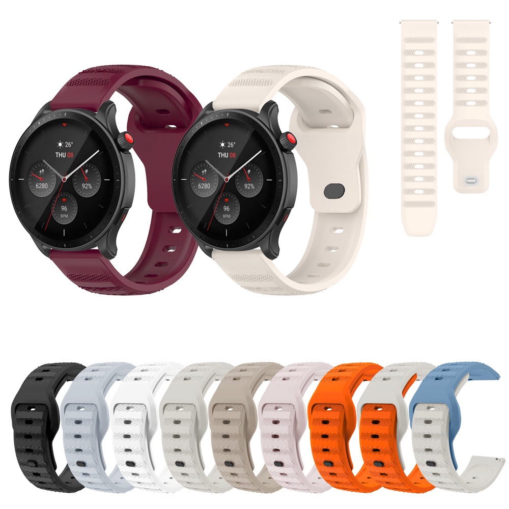 22 มม.20 มม.ซิลิโคนสําหรับ Amazfit Balance 2 Cheetah Pro GTS 4 mini สร้อยข้อมือสําหรับ Huami นาฬิกา Active 3 Max Bip 6 5 T-Rex3 Pro 48 มม.สบาย Breathable สายรัดข้อมือนุ่มปรับได้