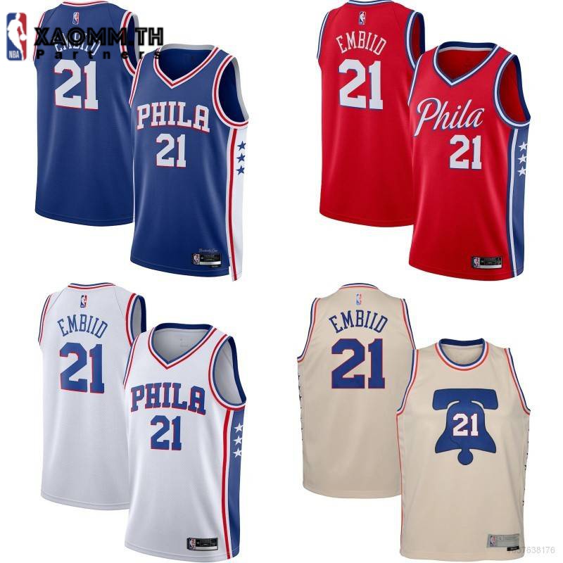 [XAOMM.TH] เสื้อกีฬาแขนกุด ลาย NBA Jersey Philadelphia 76ers พลัสไซซ์ สําหรับผู้ชาย และผู้หญิง