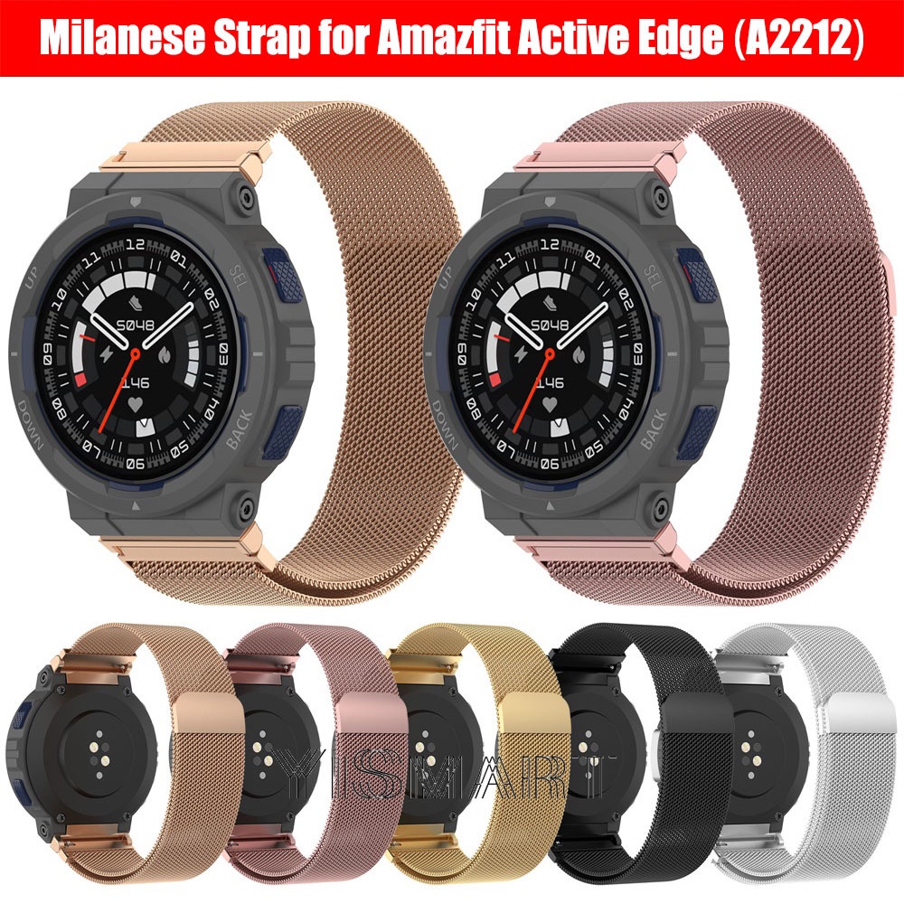 Milanese สายนาฬิกาข้อมือสเตนเลส แบบเปลี่ยน สําหรับสมาร์ทวอทช์ Amazfit Active Edge A2212 Huami Amazfi