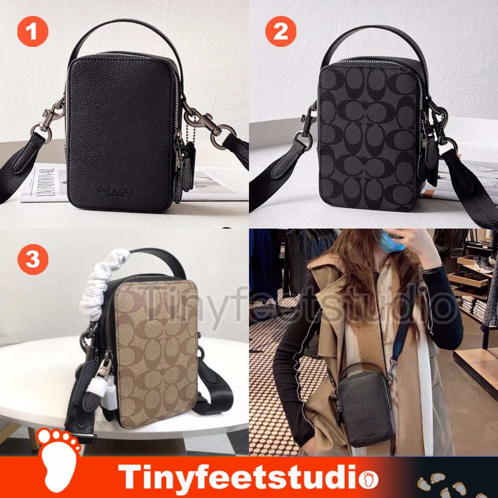 Top Handle Crossbody Canvas C3147 C3146  3147 3146 ผู้ชาย หนังแท้ กระเป๋าโทรศัพท์มือถือ coac h กระเป