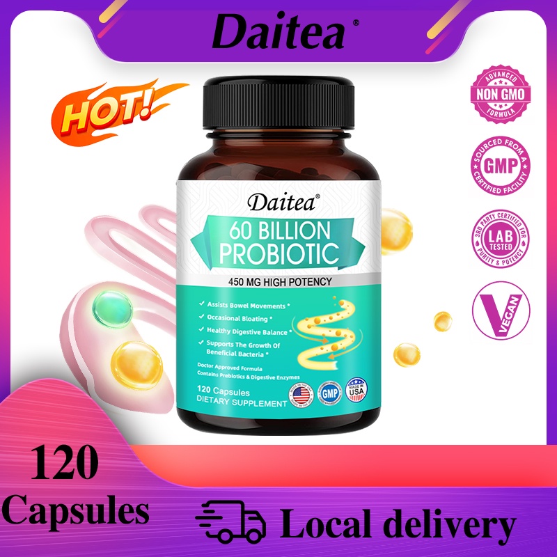 Daitea อาหารเสริมโปรไบโอติก 60 พันล้าน พร้อมพรีไบโอติก เพื่อส่งเสริมการย่อยอาหาร ระบบทางเดินอาหาร และระบบภูมิคุ้มกัน