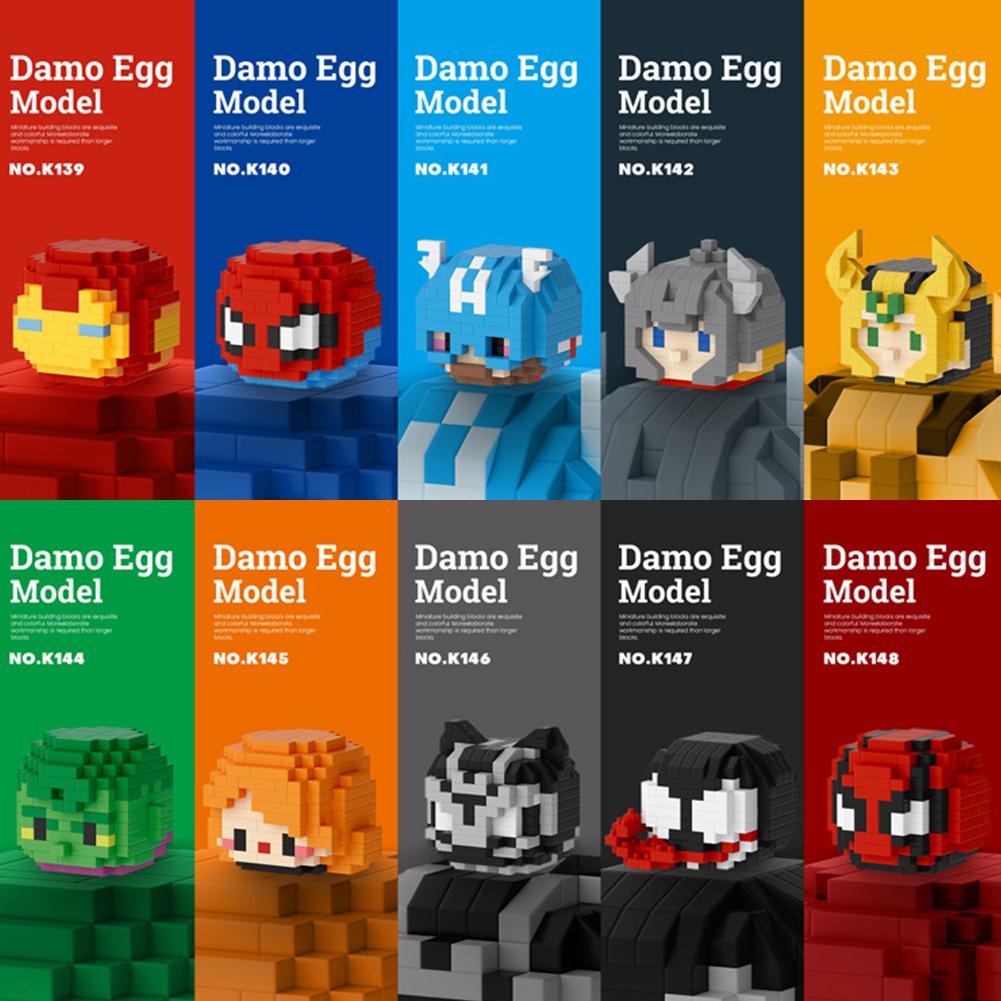 Damo Egg Building Blocks ของเล่น 1 ชิ้นตุ๊กตาการ์ตูน Building Block ปริศนาไข่บล็อก Blind Damo ตุ๊กตา