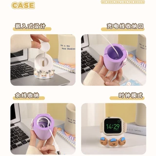 2IN1 ชุดซิลิกาเจลการ์ตูนแท่นชาร์จเหมาะสําหรับ iPhone-Watch น่ารักและ Creative Charger Holder ฐานชาร์จ s7s8 S9 S10 S11