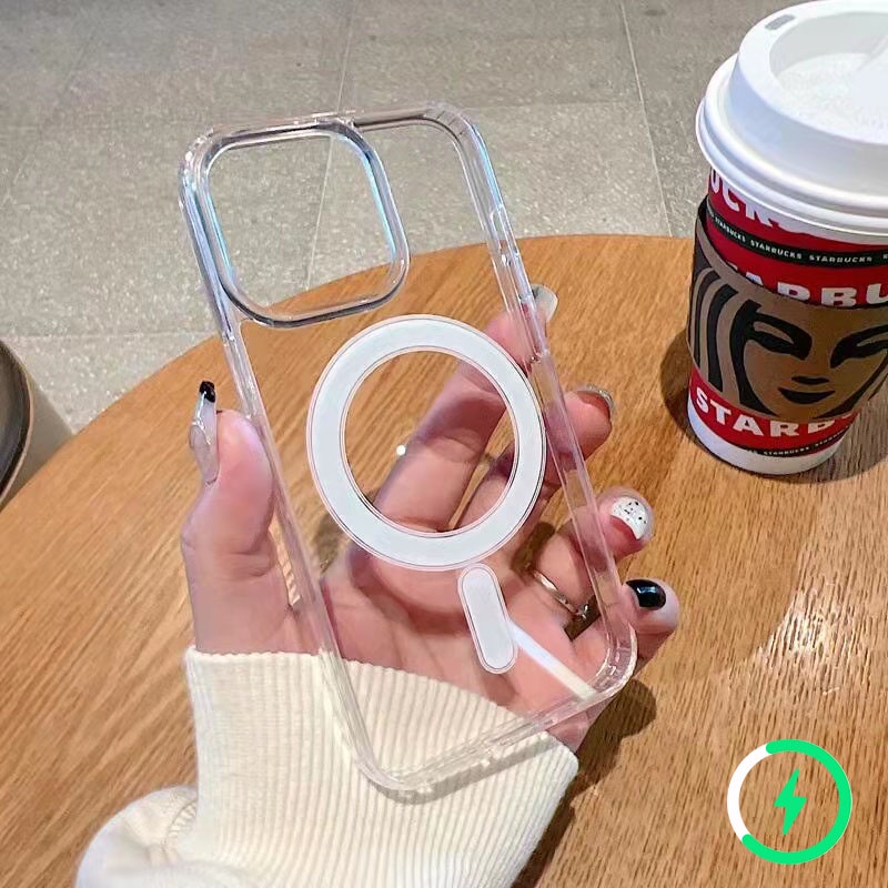 เคสโทรศัพท์มือถือ แบบแข็ง แม่เหล็กใส สําหรับ iPhone 16 15 14 13 12 11 Pro Max 15 14 Plus X Xr Xs Max 7 8 Plus