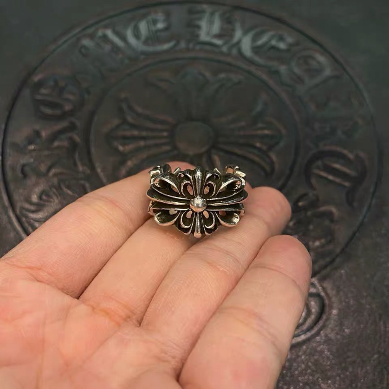 ยุโรปถนนอเมริกันสวมโครว์หัวใจเปิดแหวนย้อนยุคกลวงดอกไม้ข้ามออกแบบแหวนสร้อยข้อมือ - รูปที่ 7