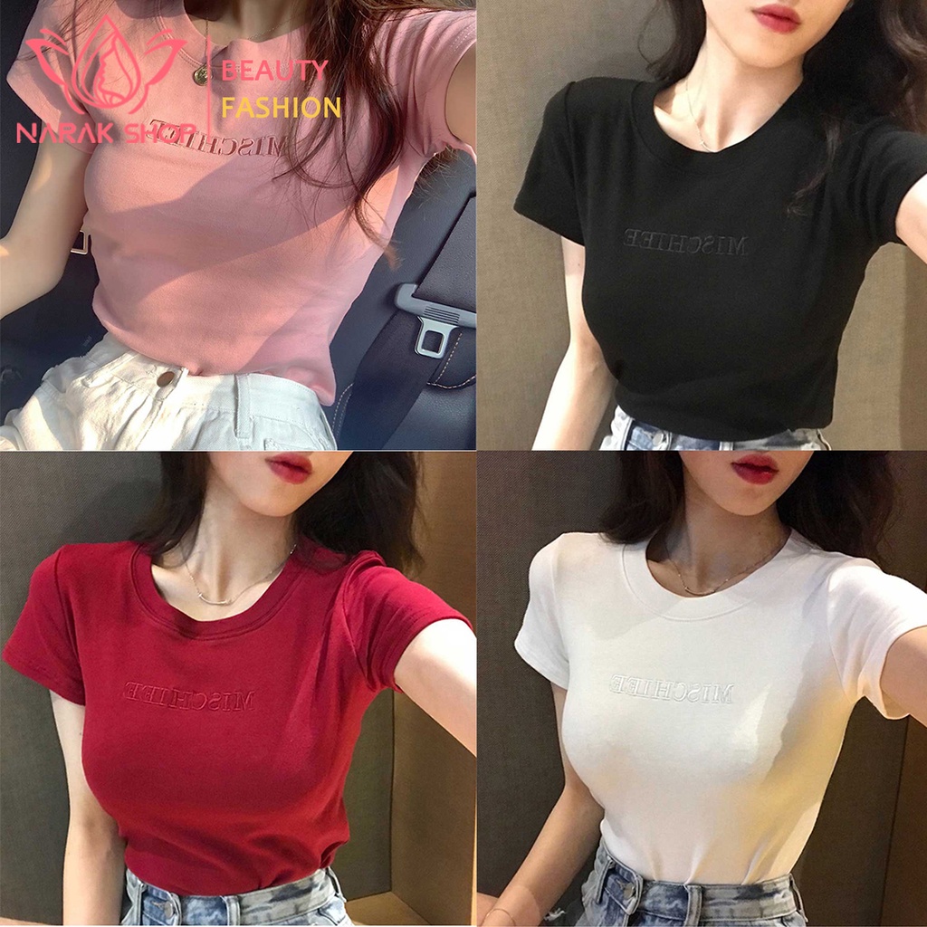 เสื้อยืดแขนสั้น สีพื้น ทรงสลิมฟิต สวมใส่สบาย ดูผอมลง