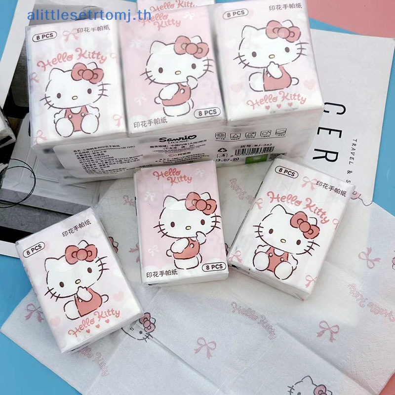 Alittlese กระดาษทิชชู่เช็ดหน้า ลายการ์ตูนแมวน่ารัก แบบใช้แล้วทิ้ง แบบพกพา 9 แพ็ก