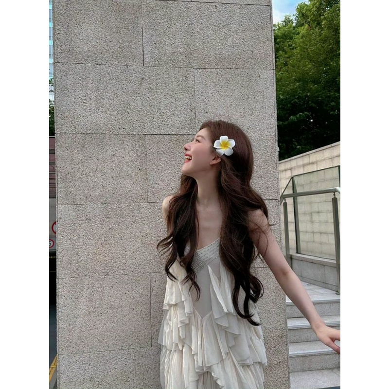 กิ๊บติดผมหน้าม้า สีเหลือง สีขาว สไตล์ฮาวาย สําหรับเด็กผู้หญิง จํานวน 1 ชิ้น