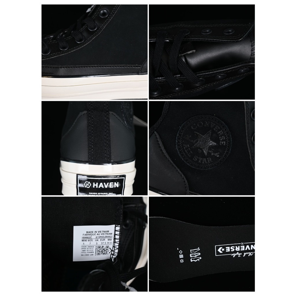 Haven x Converse Chuck Taylor All Star 70 Hi Black Egret Leather Casual Shoes For Men Women 169902C