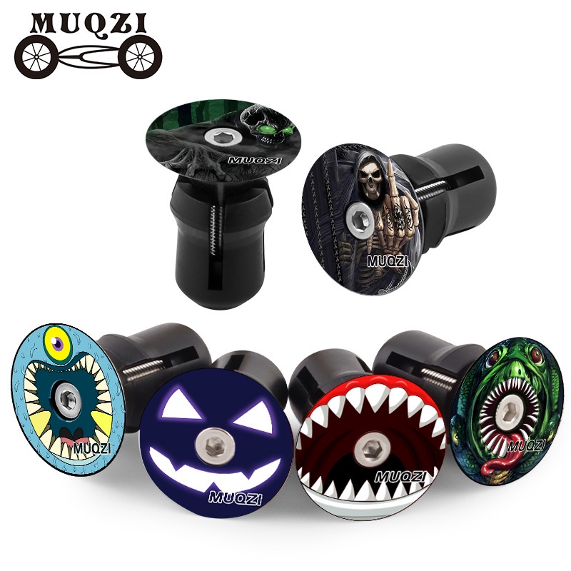 Muqzi ปลั๊กปลายแฮนด์ MTB แผนที่พับจักรยานจับบาร์ End หมวกอลูมิเนียมมือจับฝาครอบอุปกรณ์จักรยาน
