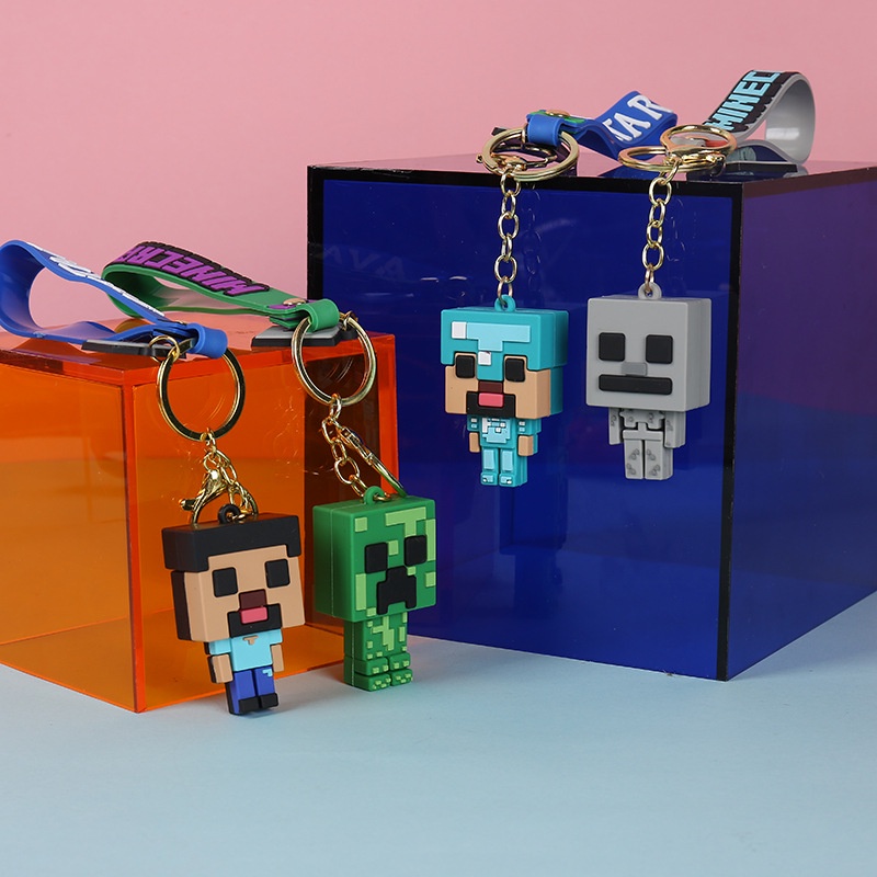 พวงกุญแจ จี้ตุ๊กตาฟิกเกอร์การ์ตูนอนิเมะ Minecraft 3 มิติ คุณภาพสูง สําหรับแขวนกระเป๋า
