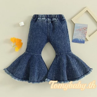 Tomybaby- กางเกงยีนขายาว ลําลอง แต่งกระดิ่ง แฟชั่นฤดูใบไม้ผลิ สไตล์สตรีท สําหรับเด็กผู้หญิง