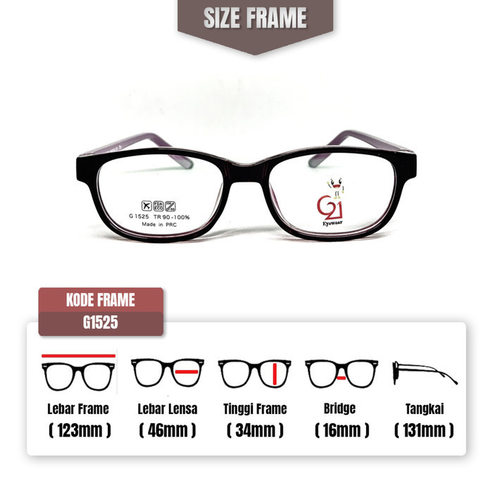 แว่นตาแบบยืดหยุ่นสําหรับเด็ก | Original Womens G21 G 1525 กรอบกว้าง 123 มม. พร้อมการรับประกัน