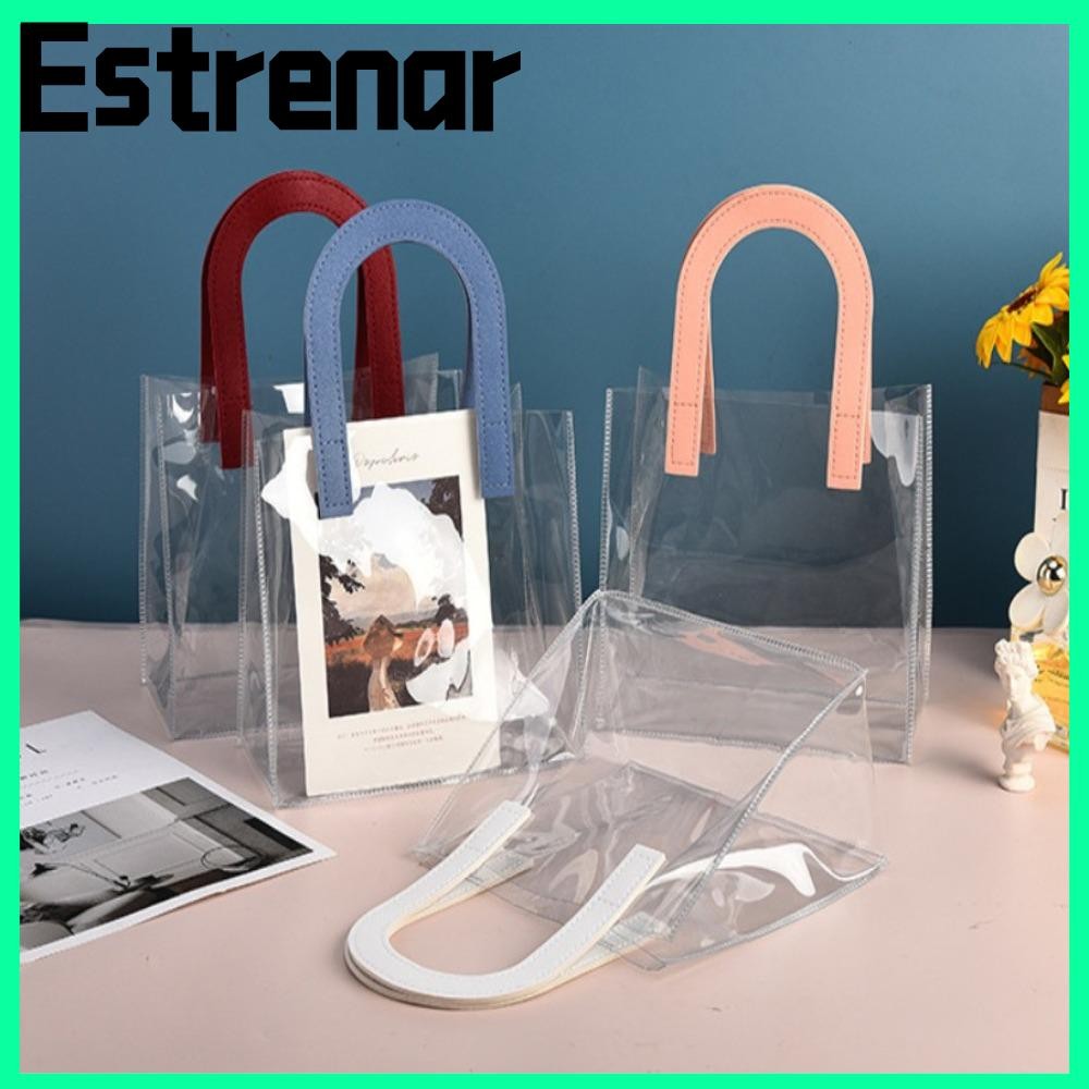Estrenar Tote Bag, U Shape Handle Transparent Shopping Bags, Brand PVC Hand Gift Bag