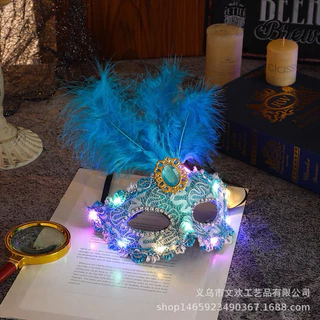 หน้ากากเพรชขนนกมีไฟ LED