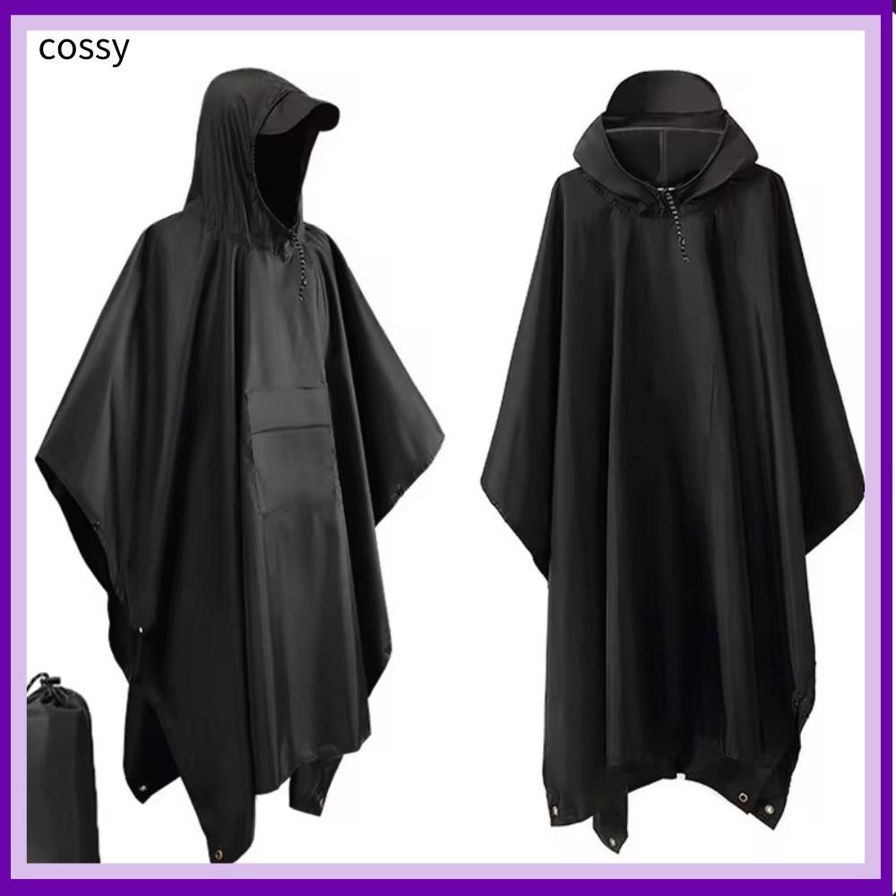Cossy เสื้อกันฝนกลางแจ้ง, 3 in 1 Hooded Sleeve Rain Poncho, มัลติฟังก์ชั่นขนาดใหญ่แบบพกพา Rain Cover Hiking Travel