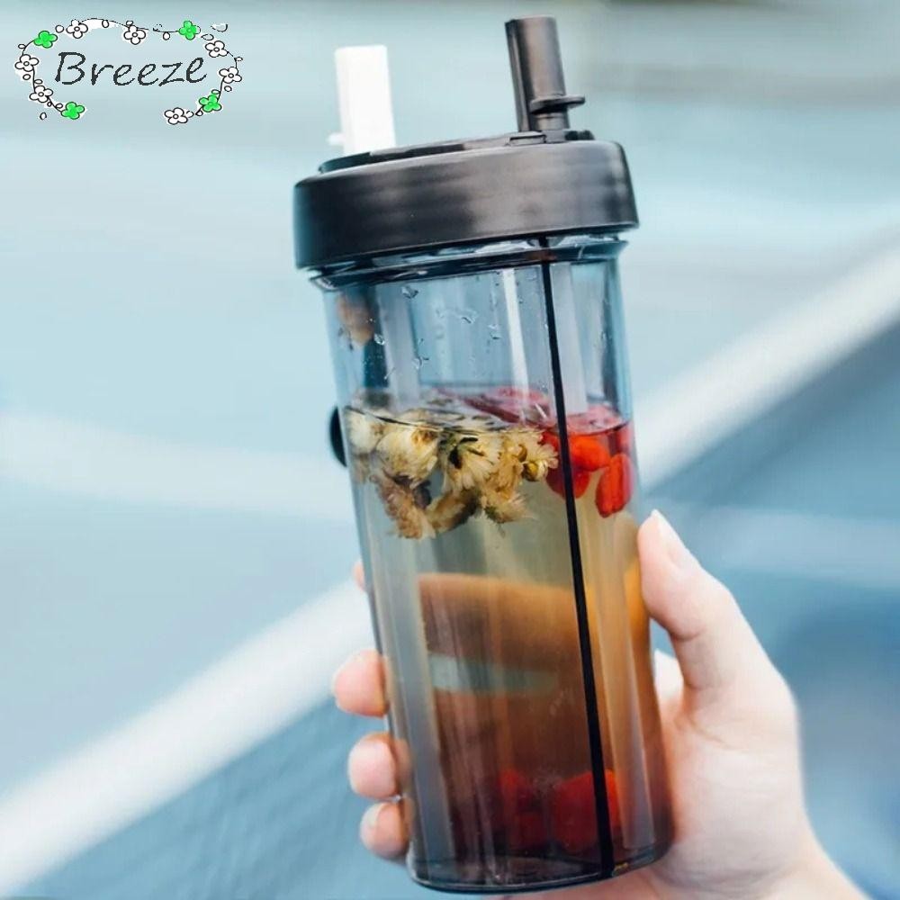 Breeze แก้วน้ําคู่, ขวดน้ําเครื่องดื่มพลาสติกป้องกันการรั่ว, แก้วน้ําคู่แยกฟางคู่