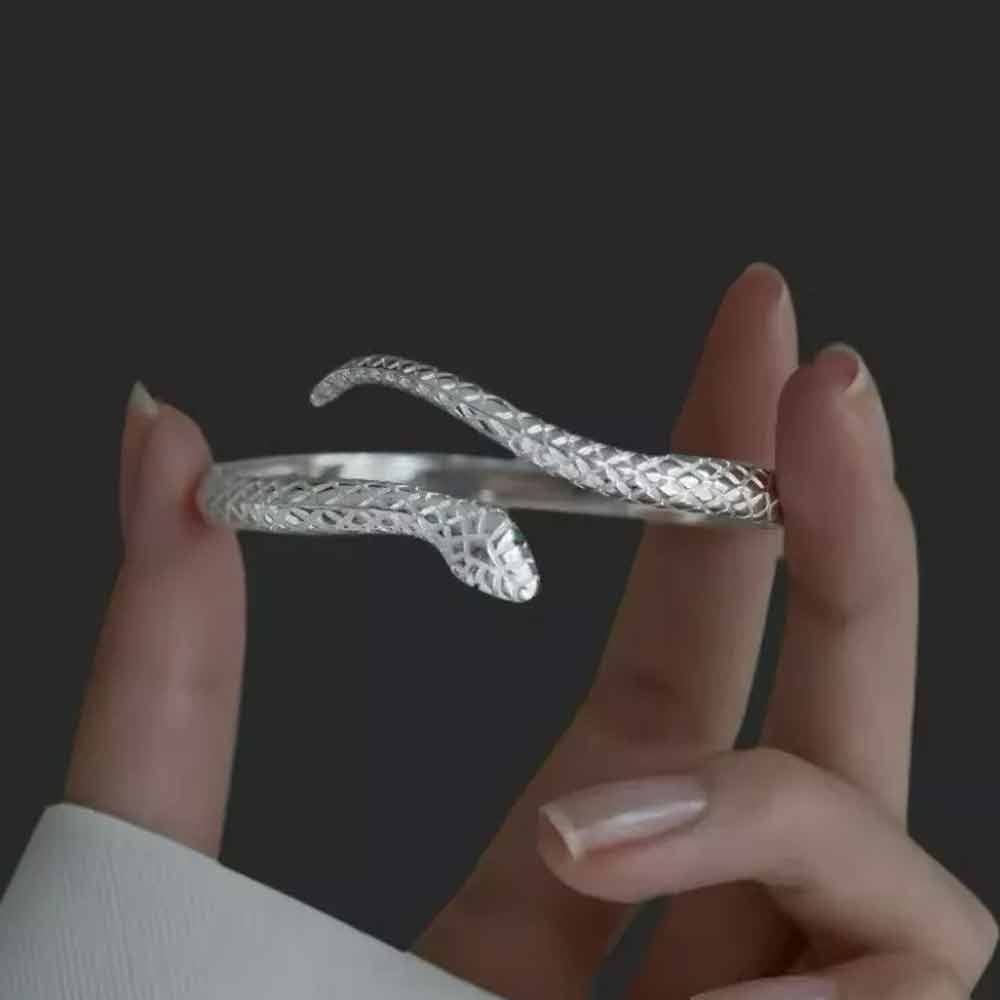 Silver Snake Bracelet Versatile Simple Design Version Adjustable Bracelet High-quality Texture Brace