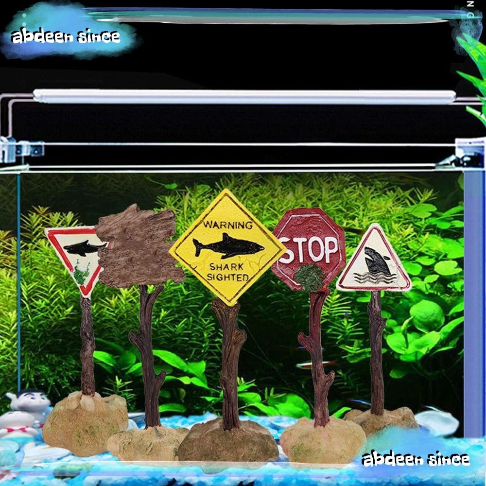Abdeensince คําเตือน Shark Sighted Sign Craft Fish Hiding อุปกรณ์เสริมตกแต่งตู้ปลา