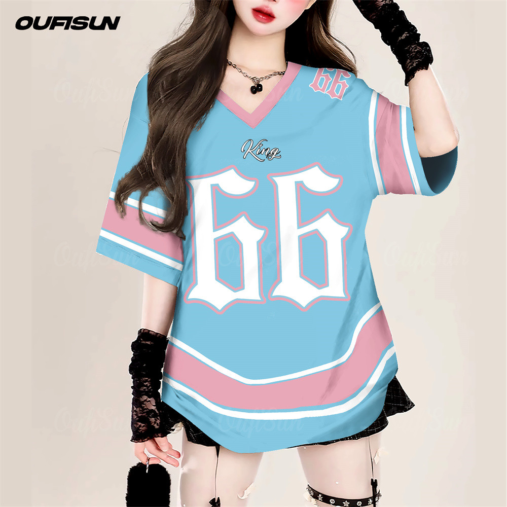 2025 สไตล์เกาหลี Unisex NO.66 ฟุตบอลเสื้อยืดเสือดาวพิมพ์กีฬา Jersey Oversize หลวมแขนสั้นเสื้อยืด Streetwear สําหรับสาวร้อนแนวโน้ม 2568 - รูปที่ 4