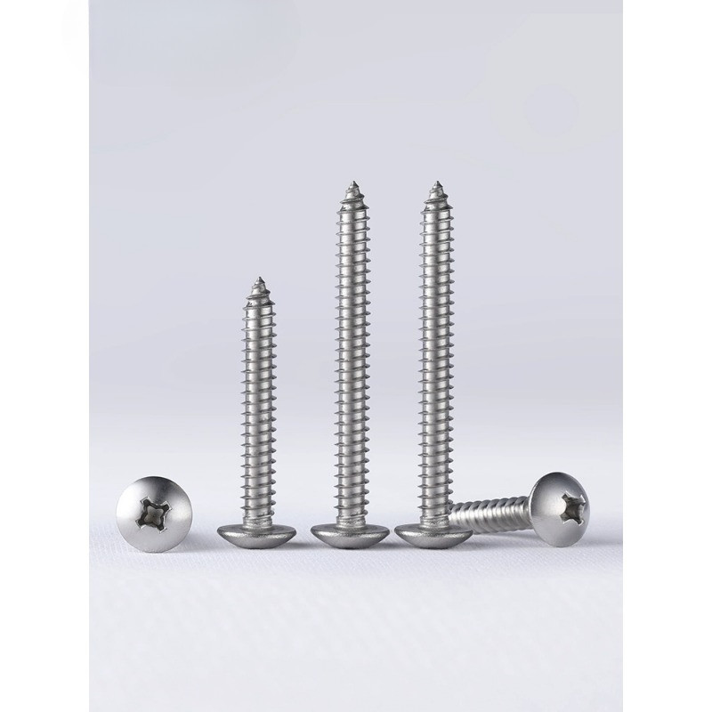 หัวร่มสกรูแตะตัวเอง  Phillips ปลายแหลมสกรูไม้ 304 สแตนเลสหัวแบนขนาดใหญ่สกรูแตะตัวเองเห็ด น็อต สกรู หัวร่ม หัวกระทะ แฉก T+ สแตนเลส  เกลียวปล่อย  / Truss an Head Phillip Tapping Screw M3/M3.5/M4M4.2/M5/M6 * L6-100 มม. (FKY-RM-TH-1) - รูปที่ 3