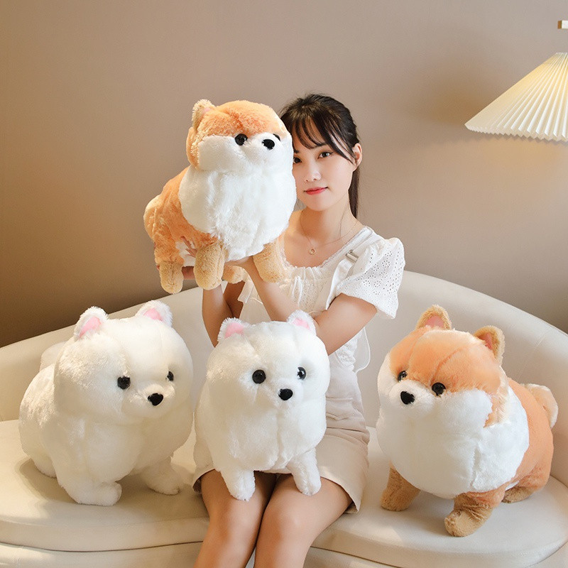 ของเล่นตุ๊กตาสุนัขพันธุ์ปอมเมอเรเนียนขนฟูขนาด 50/60 ซม. ของเล่นตุ๊กตาสัตว์สำหรับเด็กทารกและเด็กของขวัญ