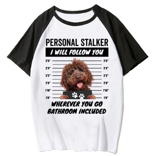 เสื้อยืด พิมพ์ลายการ์ตูน Labradoodle แฟชั่นฤดูร้อน สไตล์สตรีท สําหรับผู้หญิง