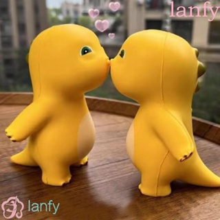 Lanfy ของเล่นบีบสกุชชี่ รูปการ์ตูนไดโนเสาร์ สีเหลือง แบบนิ่ม ของขวัญ สําหรับเล่นคลายเครียด