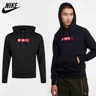 Nike เสื้อกันหนาวลําลอง มีฮู้ด ทรงหลวม พิมพ์ลาย ของแท้ 100% สําหรับผู้ชาย CJ9952