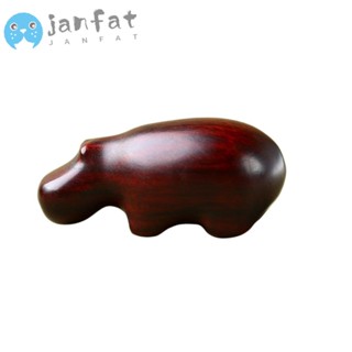 Janfat เครื่องประดับไม้จันทน์ ลายการ์ตูนสัตว์น่ารัก ฮิปโป สีน้ําตาล ทําความสะอาดง่าย คุณภาพสูง สําหรับตกแต่งบ้าน โต๊ะ